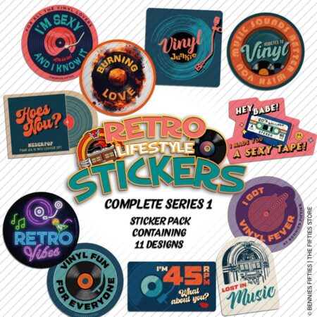 Retro Lifestyle Stickers Complete Series 1 Sticker Pack (11 st.) | 18% korting | Bennies Fifties