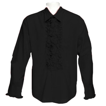 Retro Ruffled Shirt Black-XXL | 23% korting | Tabi's