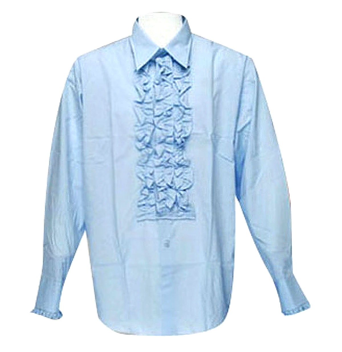 Retro Ruffled Shirt Light Blue-XXL | 44% korting | Tabi's