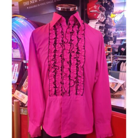 Retro Ruffles Shirt Hot Pink Black-3XL | 23% korting | Fiftiesstore