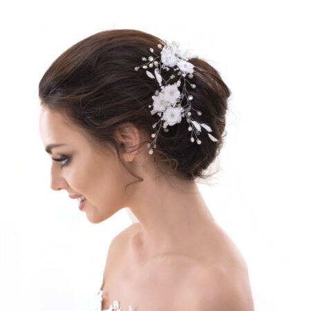 Retro Wedding 3 Haar Spelden Parels Bloemen Strass Wit | Fiftiesstore