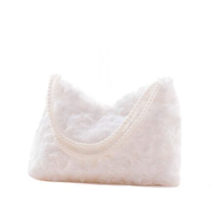 Retro Wedding Bridal Bag Faux Fur & Pearls Ivory | Fiftiesstore