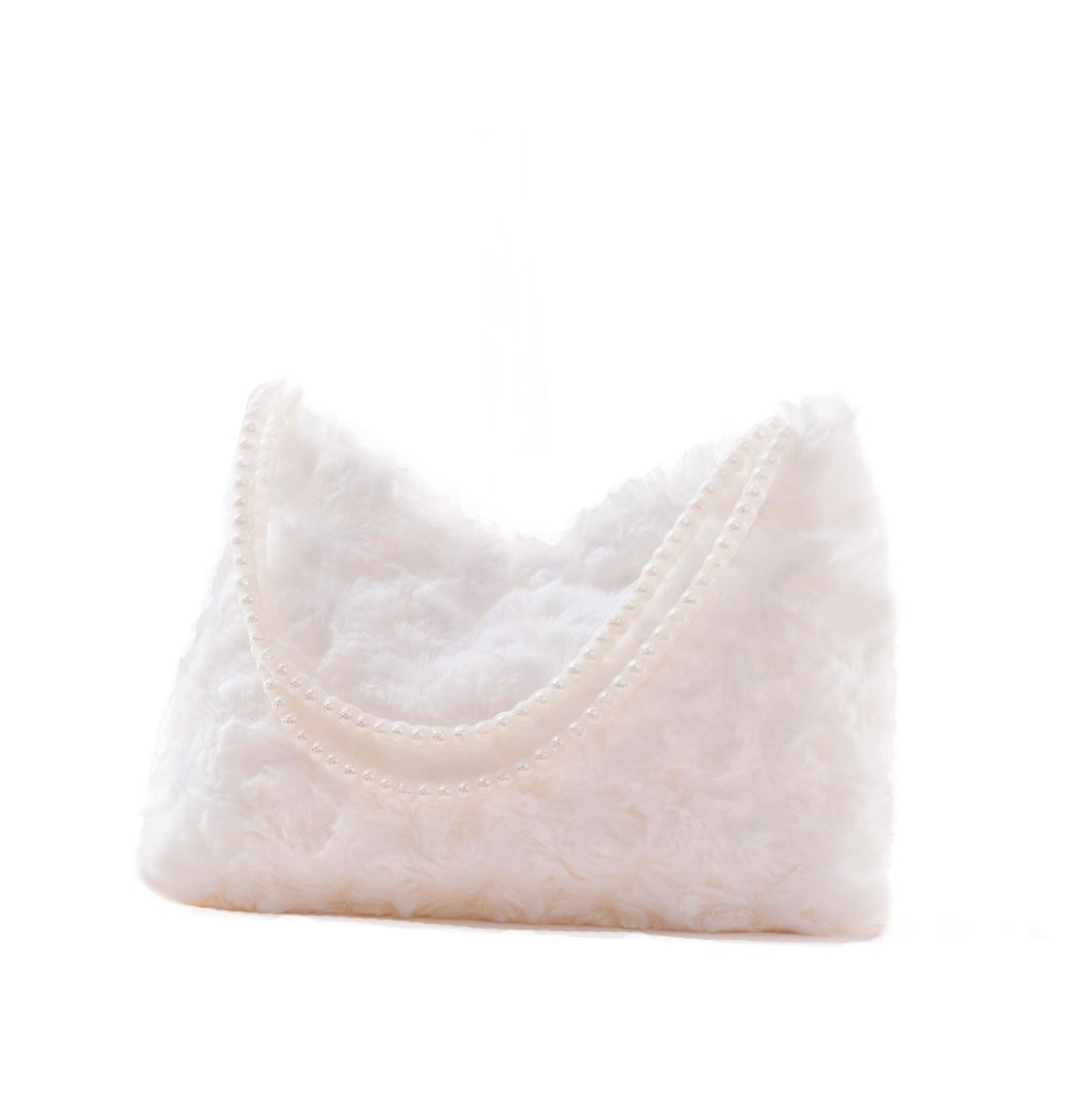 Retro Wedding Bridal Bag Faux Fur & Pearls Ivory | Fiftiesstore