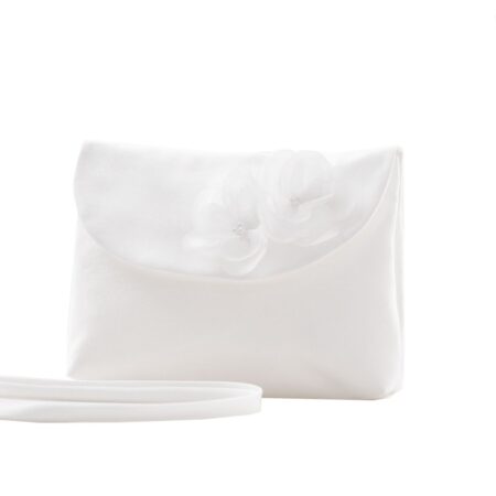 Retro Wedding Bruid Tas Bloemen Satijn Wit | Fiftiesstore