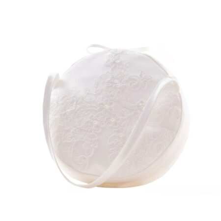 Retro Wedding Bruids Tas Rond Kant & Strass Wit | Fiftiesstore