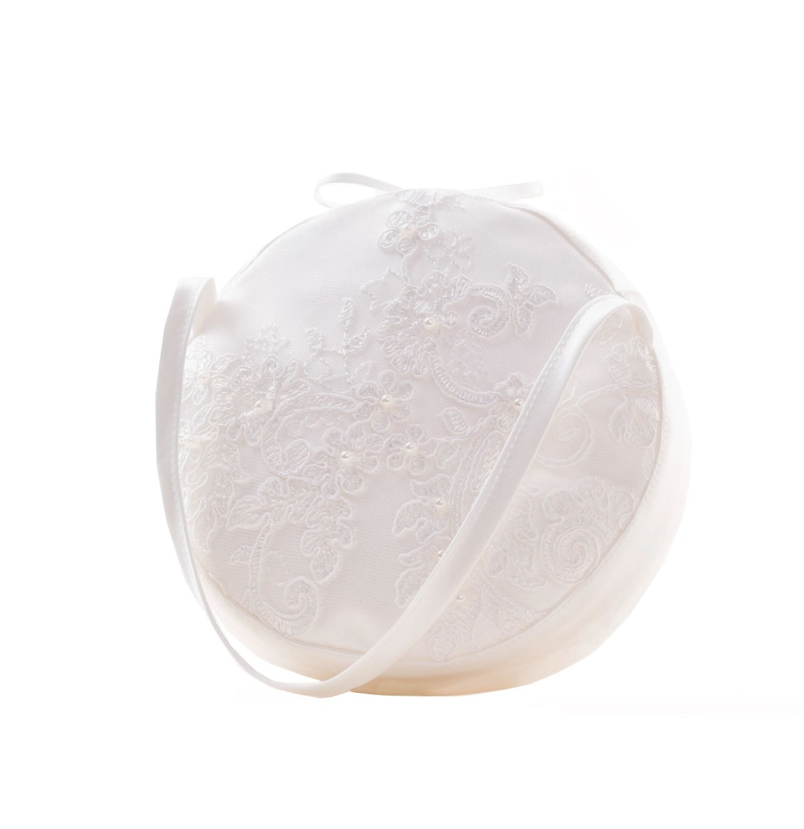 Retro Wedding Bruids Tas Rond Kant & Strass Wit | Fiftiesstore