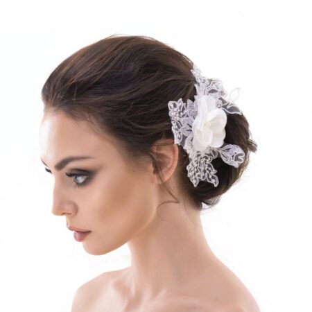 Retro Wedding Hair Accessoire Bloem Parels Kant Strass Ivoor | Fiftiesstore