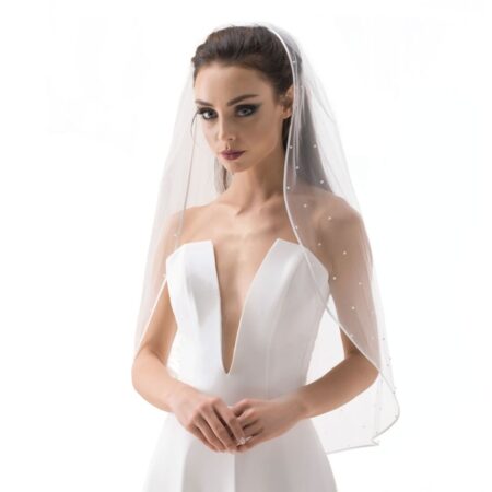 Retro Wedding Korte Sluier met Parels Wit | Fiftiesstore