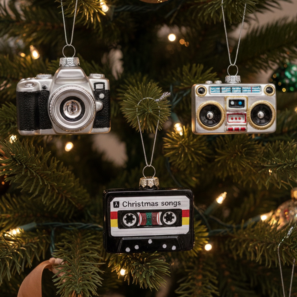 Retro glazen kerstballen - Cassette