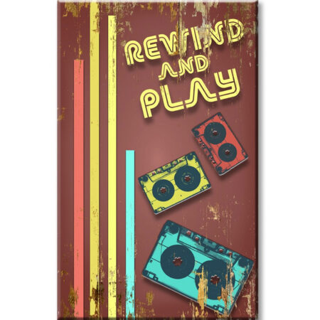 Rewind and Play Cassettebandjes Retro Stijl Houten Bord | Fiftiesstore