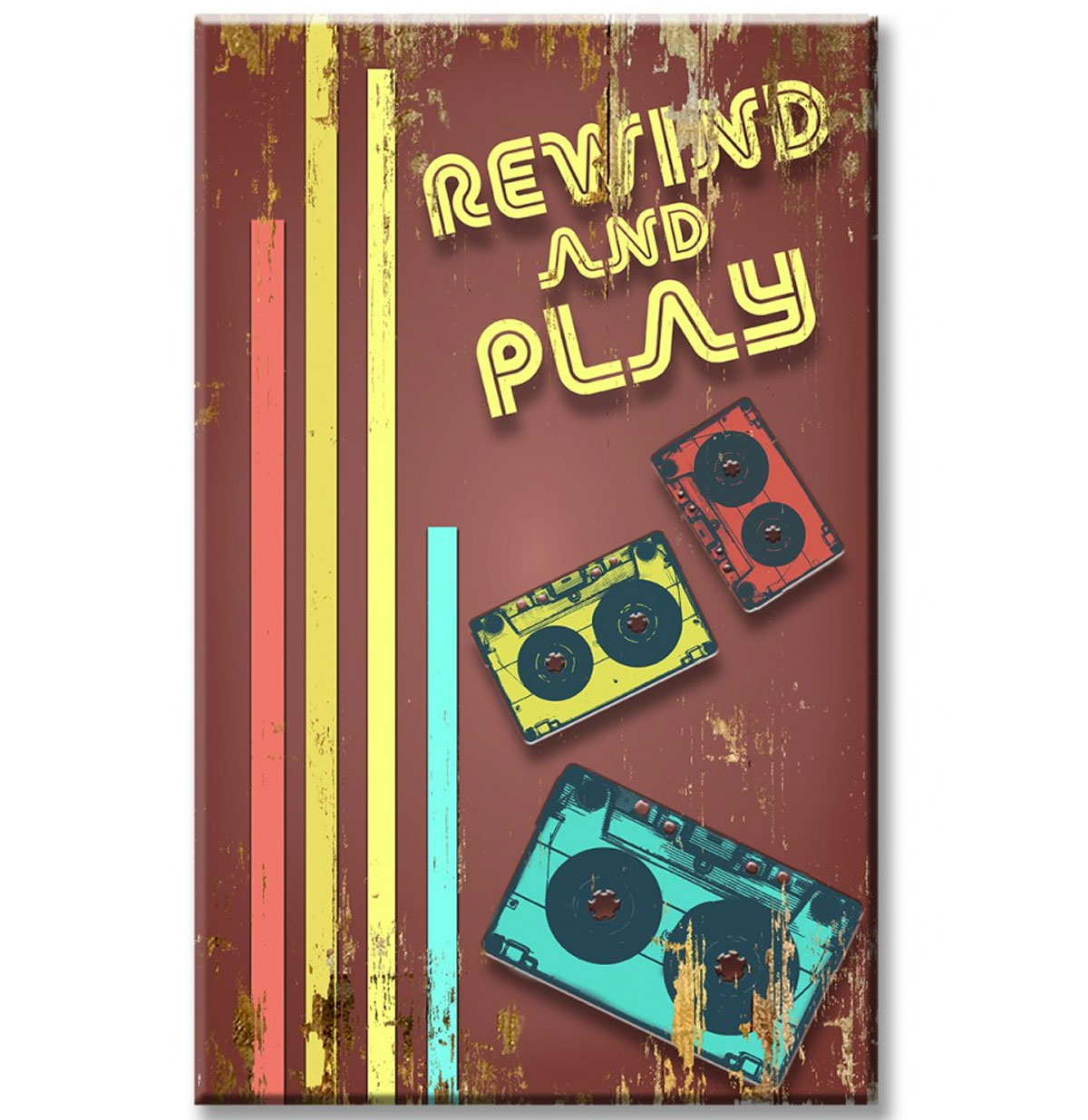 Rewind and Play Cassettebandjes Retro Stijl Houten Bord | Fiftiesstore