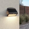 Rhodes Solar Wandlamp met Bewegingssensor - 8W - 3000K Warm wit - 2 lichtstanden - IP65 waterdicht - Wandlamp Schutting - Zwart | HOFTRONIC