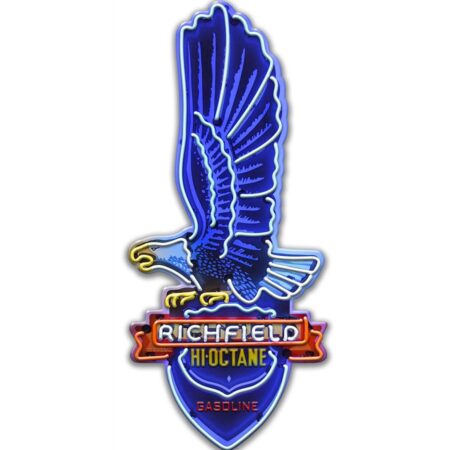 Richfield Hi-Octane Gasoline Eagle Neon Metalen Bord 46 x 20 cm | Fiftiesstore