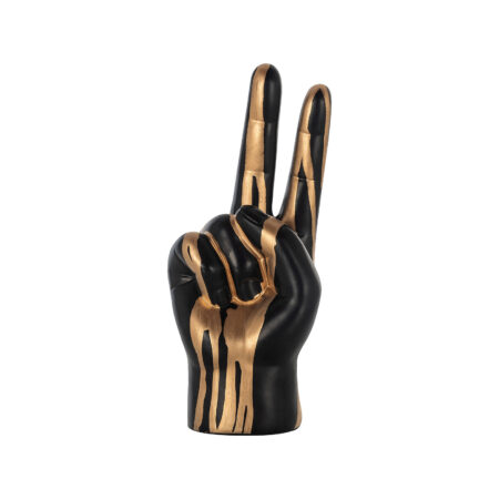 Richmond Decoratie Hand Peace - Zwart/Goud | Richmond Interiors