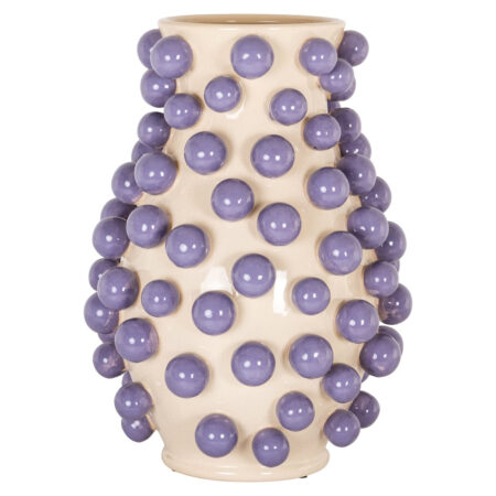 Richmond Vaas Dotty 44cm - Crème/Paars | Richmond Interiors