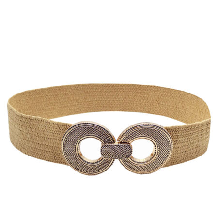 Riem Stretch Gesp Rond Beige | Fashionize