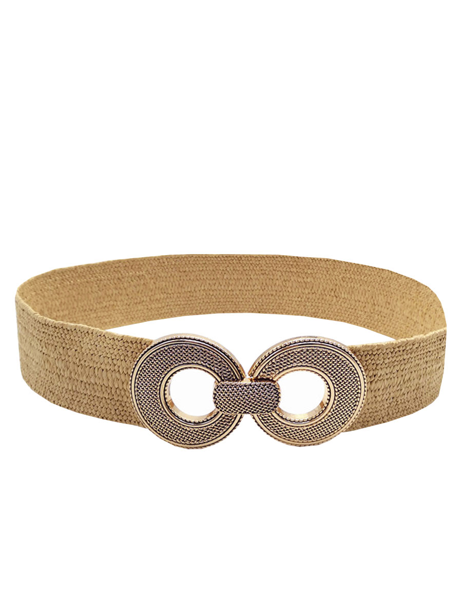 Riem Stretch Gesp Rond Beige | Fashionize