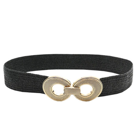 Riem Stretch Gesp Rond Zwart | Fashionize