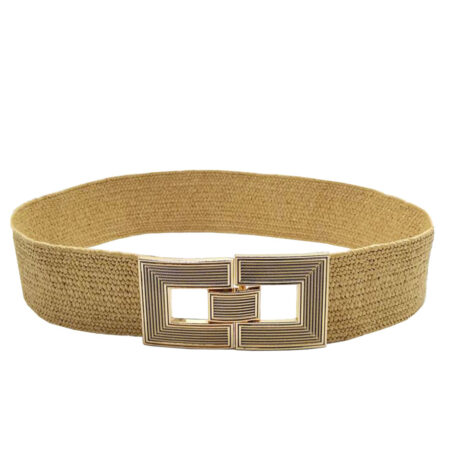 Riem Stretch Gesp Vierkant Beige | Fashionize
