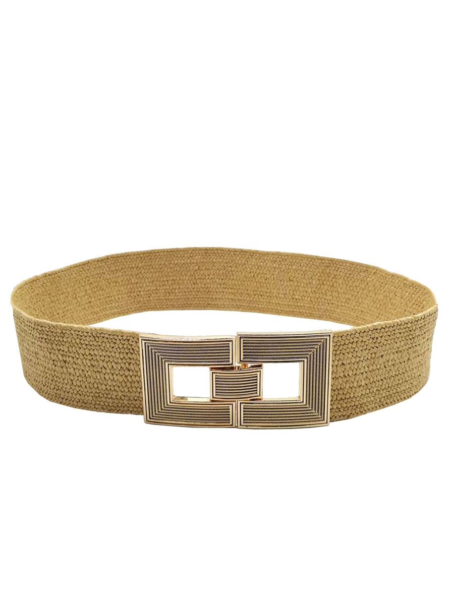 Riem Stretch Gesp Vierkant Beige | Fashionize