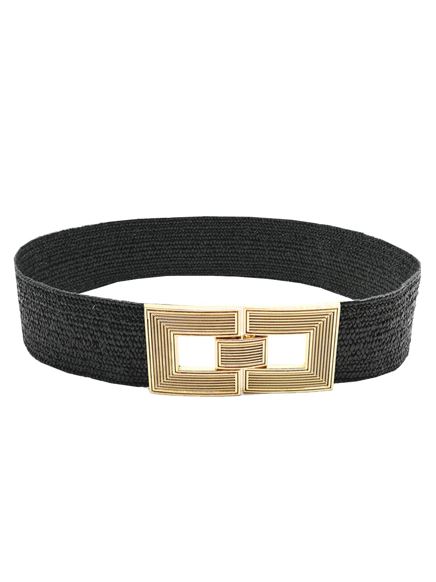 Riem Stretch Gesp Vierkant Zwart | Fashionize