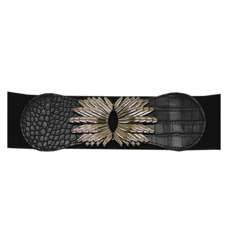 Riem Stretch Leafs Zwart | Fashionize