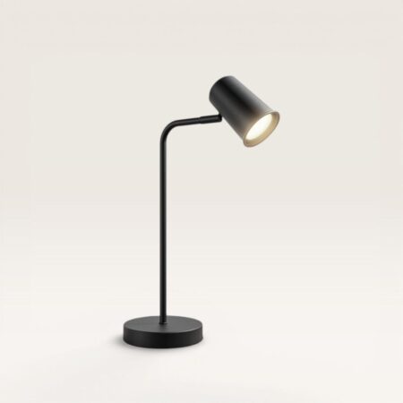 Riga - LED Tafellamp - 4 Watt 345 Lumen - 4000K Neutraal wit- Kantelbaar en Draaibaar - Ingebouwde snoerdimmer - Bureaulamp - GU10 - IP20 voor binnen - Zwart | HOFTRONIC
