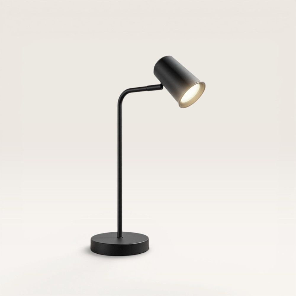 Riga - LED Tafellamp - 4 Watt 345 Lumen - 4000K Neutraal wit- Kantelbaar en Draaibaar - Ingebouwde snoerdimmer - Bureaulamp - GU10 - IP20 voor binnen - Zwart | HOFTRONIC