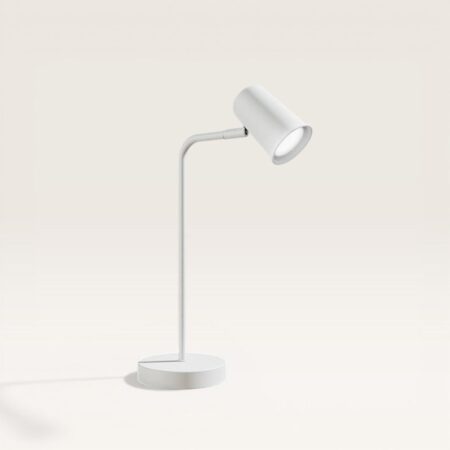 Riga - LED Tafellamp - 4 Watt 345 Lumen - 6500K Daglicht wit- Kantelbaar en Draaibaar - Ingebouwde snoerdimmer - Bureaulamp - GU10 - IP20 voor binnen - Wit | HOFTRONIC