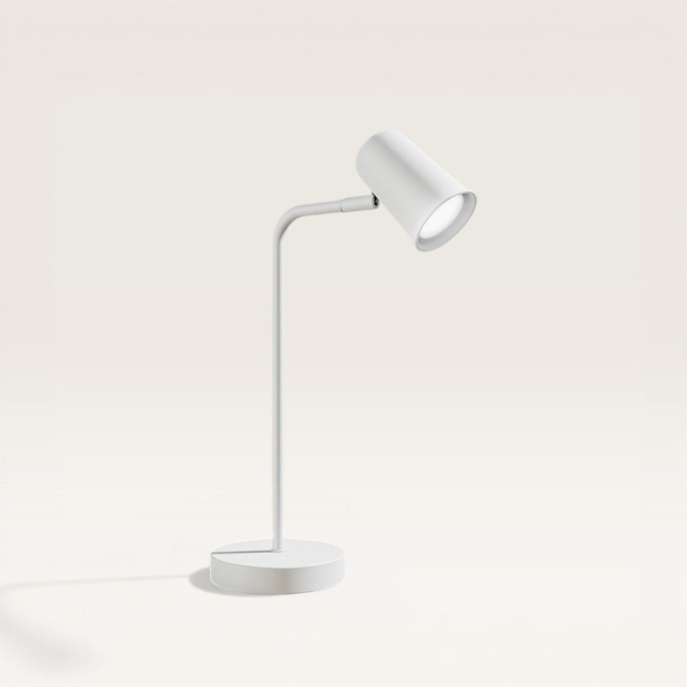 Riga - LED Tafellamp - 4 Watt 345 Lumen - 6500K Daglicht wit- Kantelbaar en Draaibaar - Ingebouwde snoerdimmer - Bureaulamp - GU10 - IP20 voor binnen - Wit | HOFTRONIC