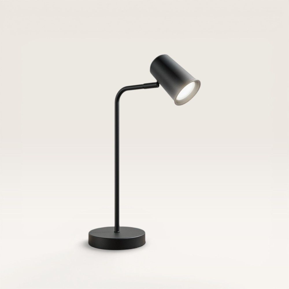 Riga - LED Tafellamp - 4 Watt 345 Lumen - 6500K Daglicht wit- Kantelbaar en Draaibaar - Ingebouwde snoerdimmer - Bureaulamp - GU10 - IP20 voor binnen - Zwart | HOFTRONIC