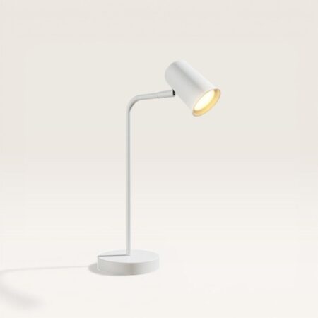 Riga - LED Tafellamp - 4 Watt 345 lumen - 2700K Warm wit- Kantelbaar en Draaibaar - Ingebouwde snoerdimmer - Bureaulamp - GU10 - IP20 voor binnen - Wit | HOFTRONIC
