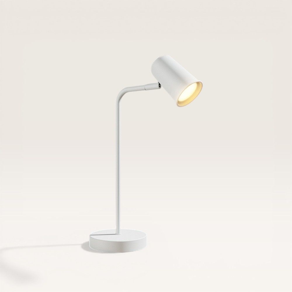 Riga - LED Tafellamp - 4 Watt 345 lumen - 2700K Warm wit- Kantelbaar en Draaibaar - Ingebouwde snoerdimmer - Bureaulamp - GU10 - IP20 voor binnen - Wit | HOFTRONIC