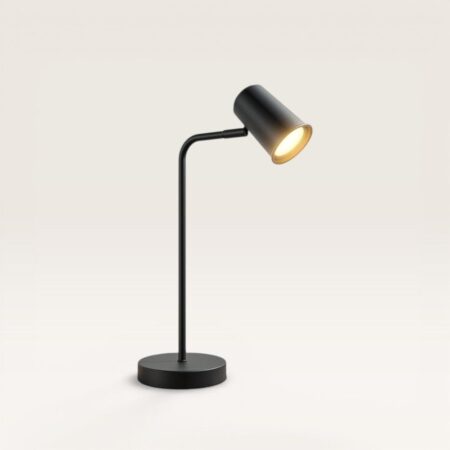 Riga - LED Tafellamp - 4 Watt 345 lumen - 2700K Warm wit- Kantelbaar en Draaibaar - Ingebouwde snoerdimmer - Bureaulamp - GU10 - IP20 voor binnen - Zwart | HOFTRONIC