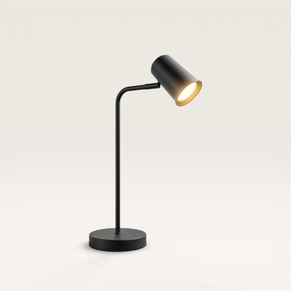 Riga - LED Tafellamp - 4 Watt 345 lumen - 2700K Warm wit- Kantelbaar en Draaibaar - Ingebouwde snoerdimmer - Bureaulamp - GU10 - IP20 voor binnen - Zwart | HOFTRONIC