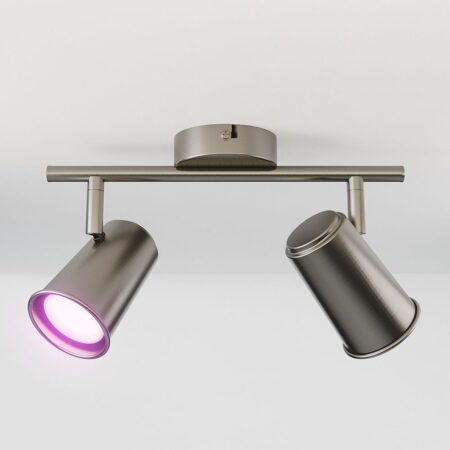 Riga - LED smart plafondlamp - 2 spots - 10 Watt 800 Lumen - Draaibaar en kantelbaar - GU10 - RGBWW - Wifi + Bluetooth - Google Home