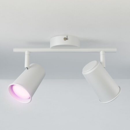 Riga - LED smart plafondlamp - 2 spots - 10 Watt 800 Lumen - Draaibaar en kantelbaar - GU10 - RGBWW - Wifi + Bluetooth - Google Home