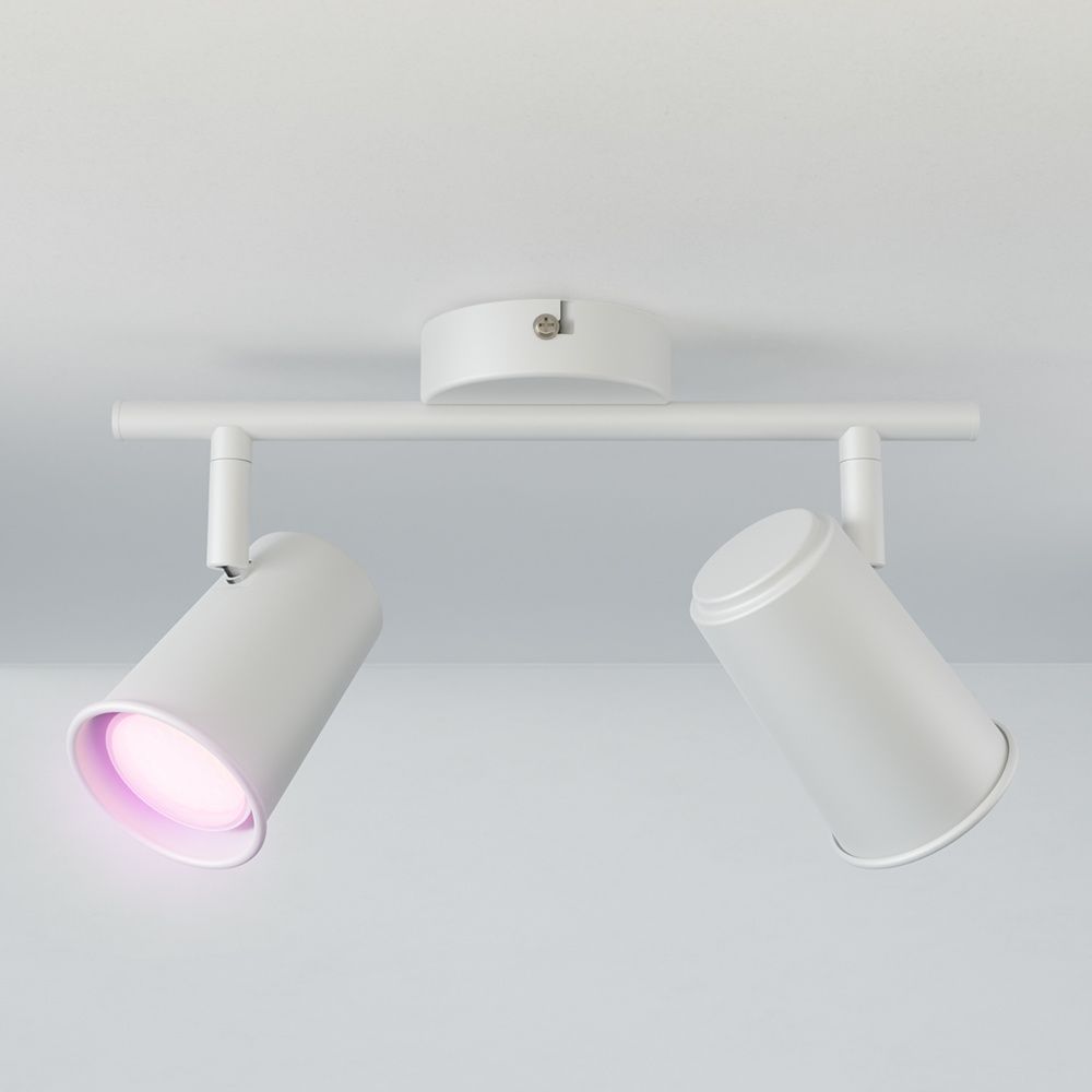 Riga - LED smart plafondlamp - 2 spots - 10 Watt 800 Lumen - Draaibaar en kantelbaar - GU10 - RGBWW - Wifi + Bluetooth - Google Home