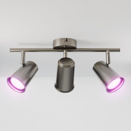 Riga - LED smart plafondlamp - 3 spots - 15 Watt 1200 Lumen - Draaibaar en kantelbaar - GU10 - RGBWW - Wifi + Bluetooth - Google Home