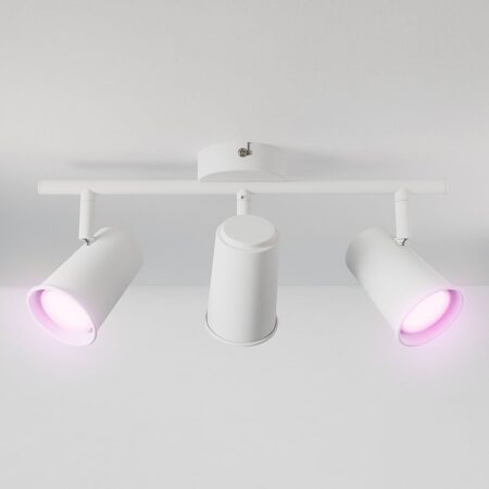 Riga - LED smart plafondlamp - 3 spots - 15 Watt 1200 Lumen - Draaibaar en kantelbaar - GU10 - RGBWW - Wifi + Bluetooth - Google Home