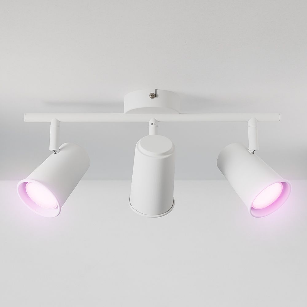 Riga - LED smart plafondlamp - 3 spots - 15 Watt 1200 Lumen - Draaibaar en kantelbaar - GU10 - RGBWW - Wifi + Bluetooth - Google Home