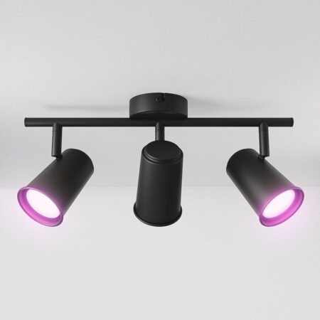 Riga - LED smart plafondlamp - 3 spots - 15 Watt 1200 Lumen - Draaibaar en kantelbaar - GU10 - RGBWW - Wifi + Bluetooth - Google Home