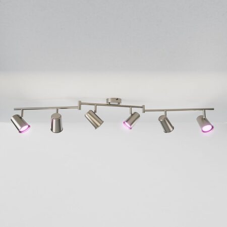 Riga - LED smart plafondlamp - 6 spots - 30 Watt 2400 Lumen - Draaibaar en kantelbaar - GU10 - RGBWW - Wifi + Bluetooth - Google Home