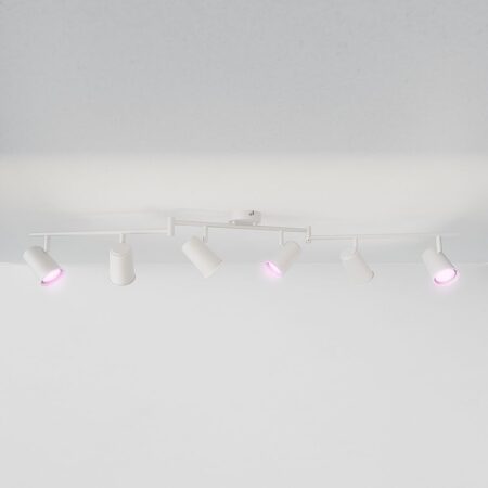 Riga - LED smart plafondlamp - 6 spots - 30 Watt 2400 Lumen - Draaibaar en kantelbaar - GU10 - RGBWW - Wifi + Bluetooth - Google Home