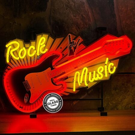 Rock Music Gitaar Neon Verlichting 70 x 50 cm - Geel