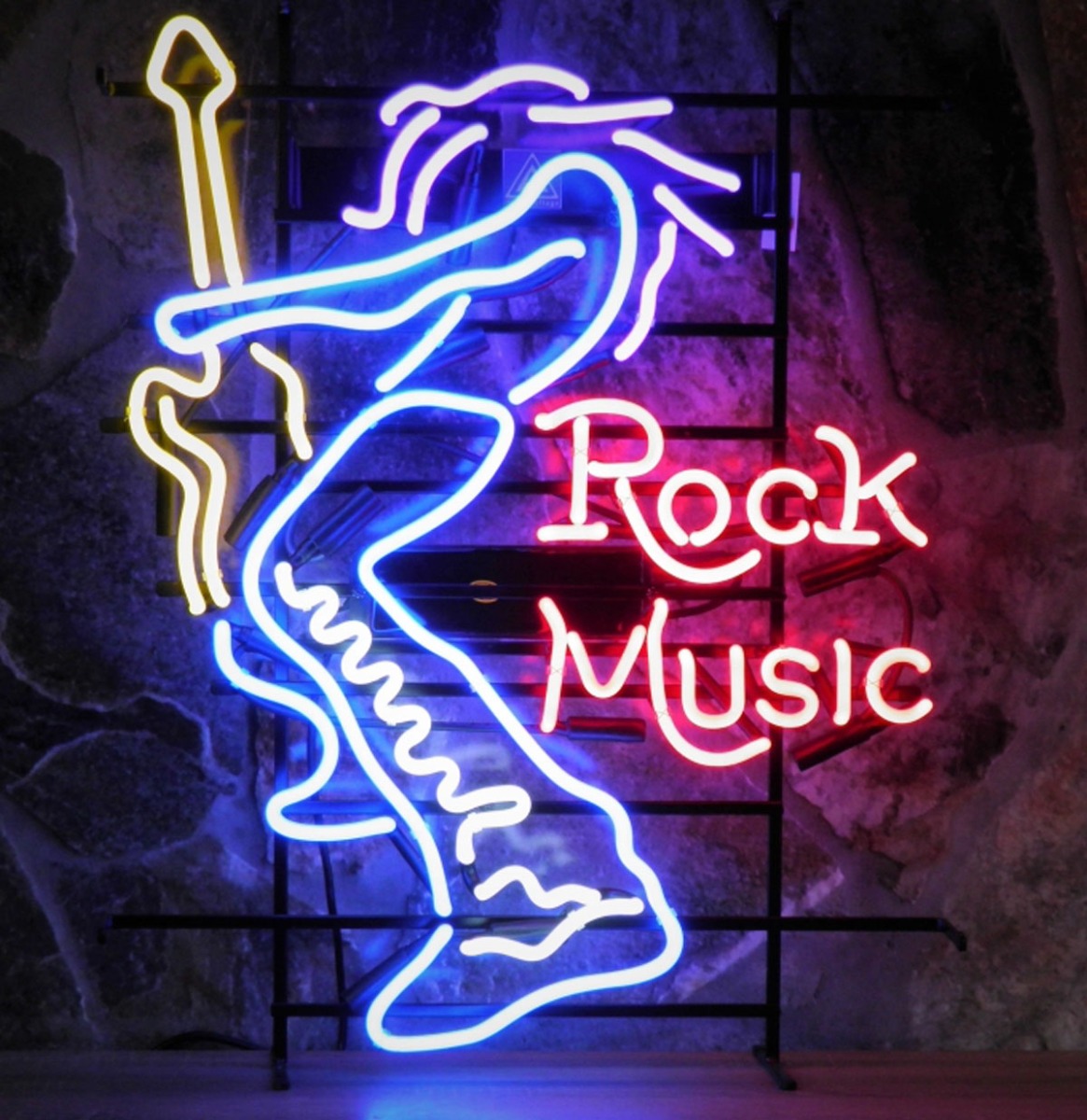 Rock Music Gitarist Neon Verlichting 60 x 75 cm - Multicolor | Real Neon Art