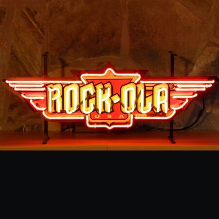Rock-Ola Logo Neon Verlichting Met Bord 84 x 31 cm | Rock-Ola