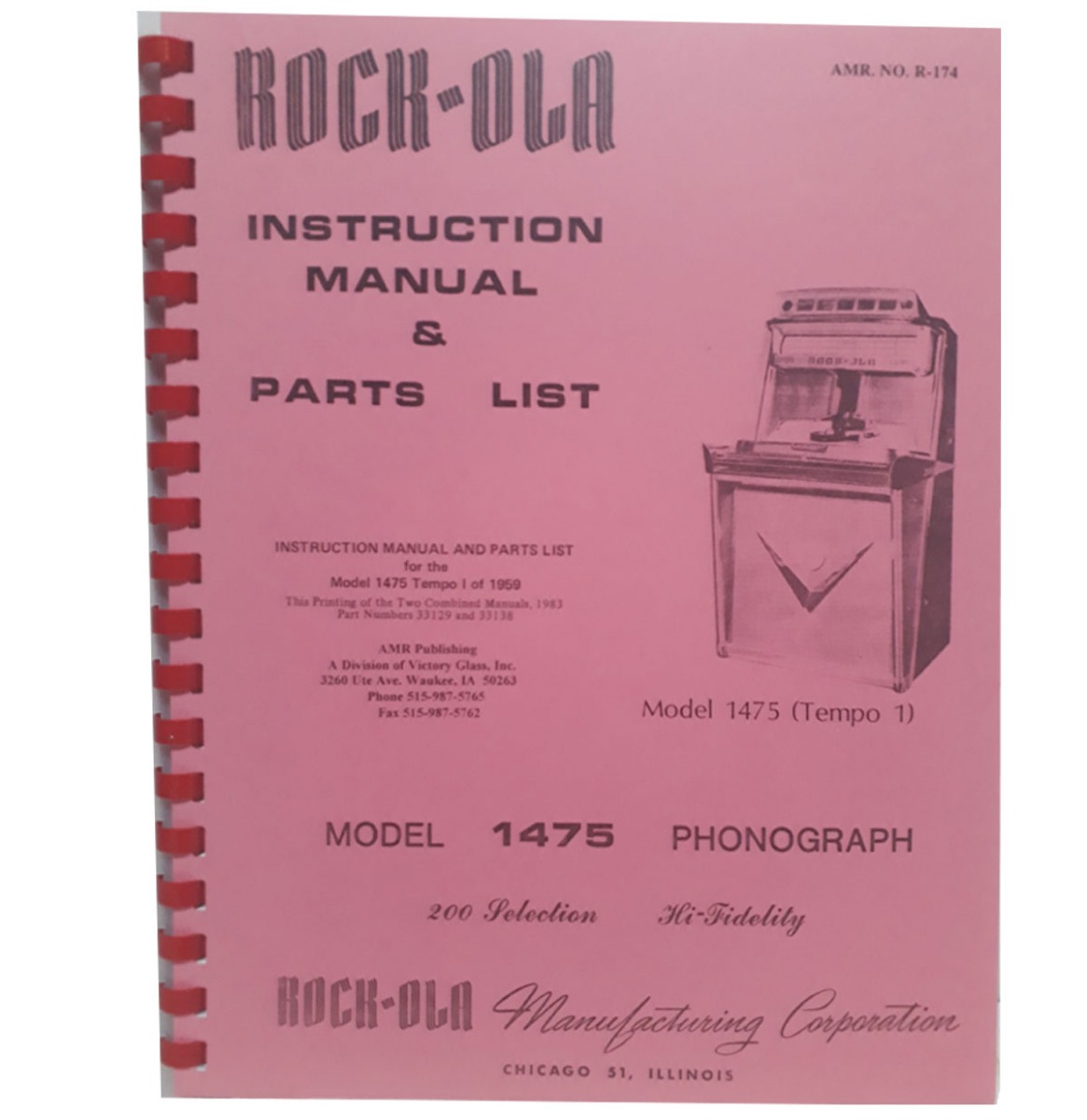 Rock-Ola Model 1475 Tempo I Instructie Manual En Onderdelen Lijst | Rock-Ola