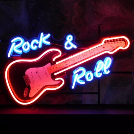 Rock & Roll Gitaar Neon Verlichting 80 x 50 cm - Blauw