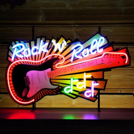 Rock 'n' Roll Guitar Neon Verlichting 80 x 50 cm - Multicolor | Real Neon Art